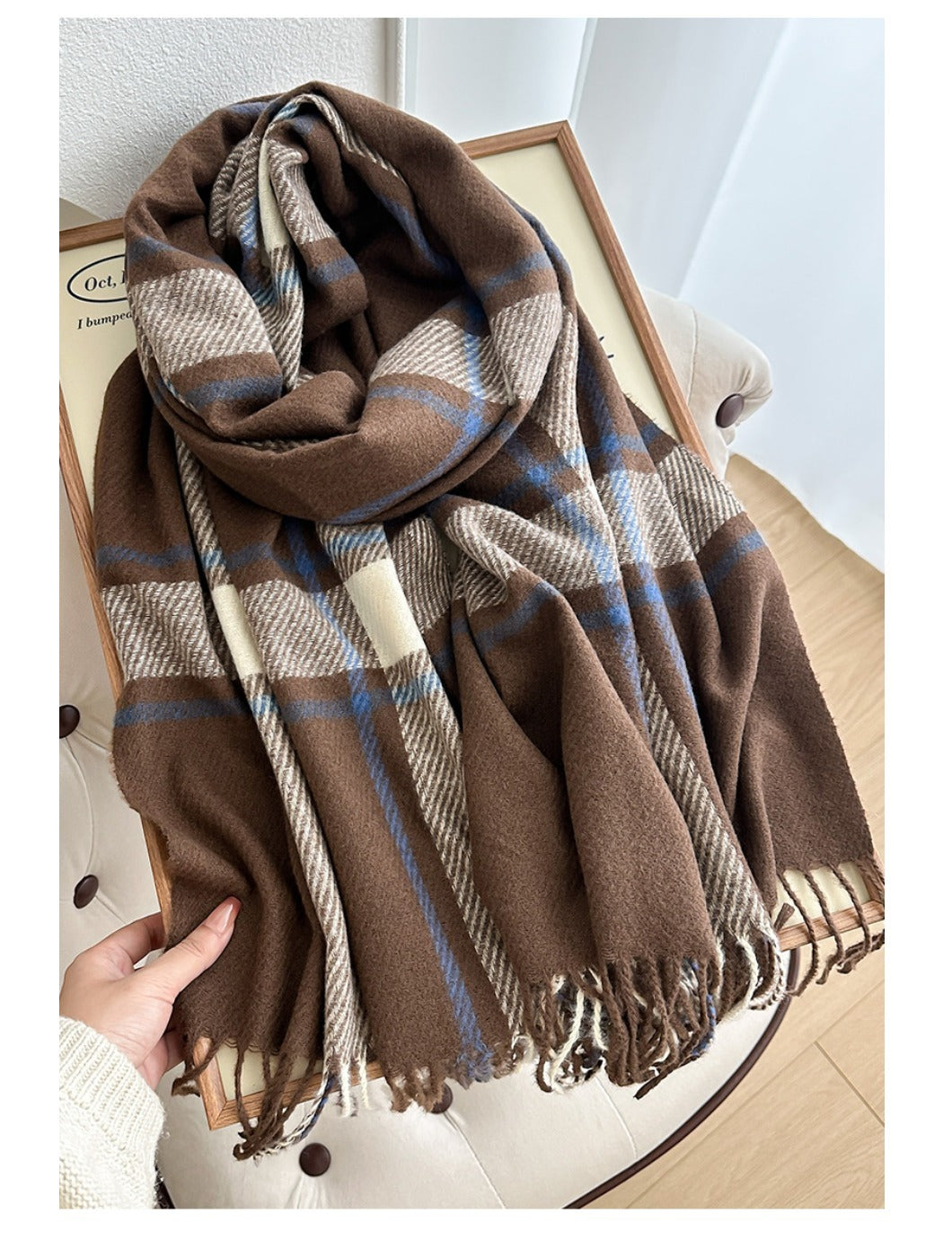 Scarvii - Cozy Plaid Tassel Scarf for Women