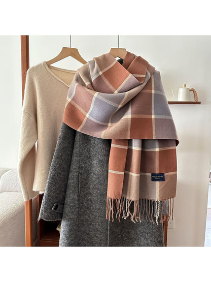Scarvii - Classic Plaid Fringed Winter Fashion Scarf