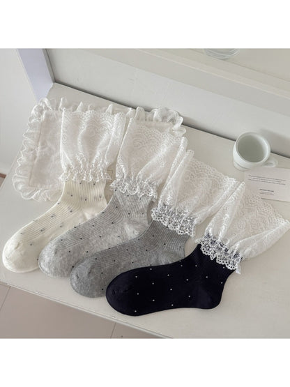 Rufia - Romantic Lace Panel Crew Socks product image 1