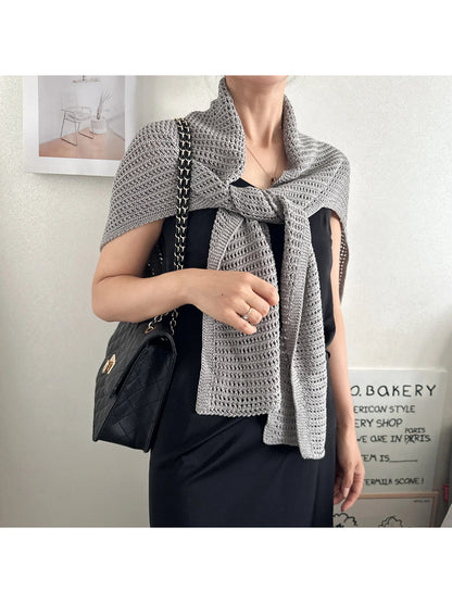 Scarvii - Open Knit Shoulder Wrap Scarf