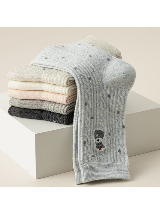 Rufia - Winter Mid-Calf Socks with Cartoon Animal Pattern