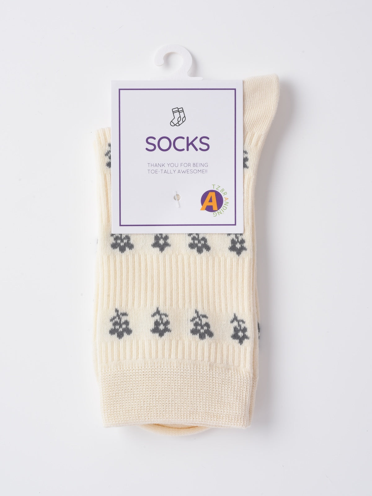 Rufia - Gray Floral Bow Mid-Calf Socks for Women