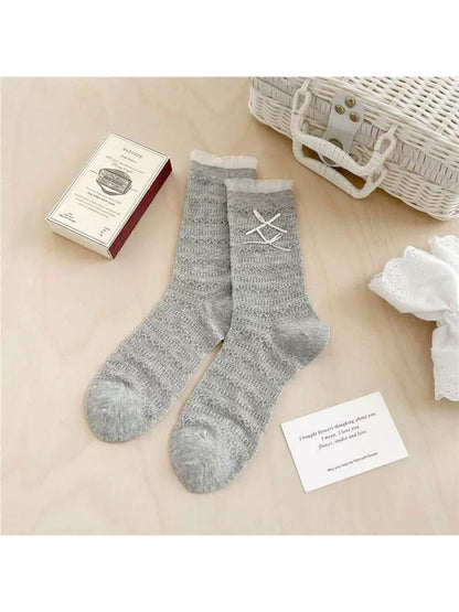 Rufia - Bow Detail Ruffled Style Crew Socks