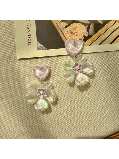 Earwish - Heart Flower Statement Earrings