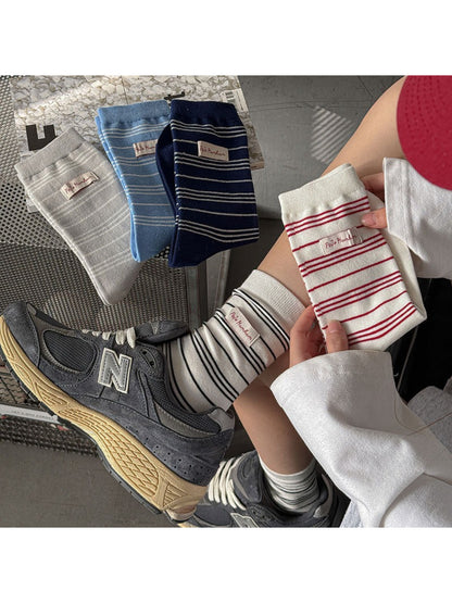Rufia - Pinstripe Ribbed Crew Socks
