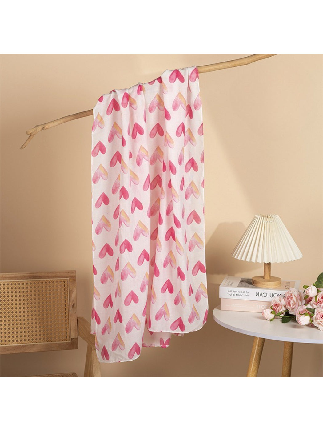 Scarvii - Watercolor Heart Print Scarf