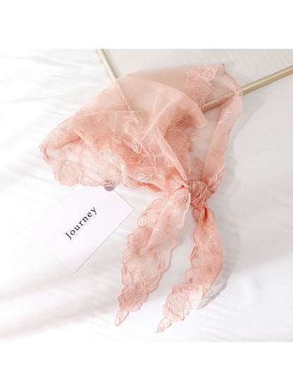 Scarvii - Rose Embroidered Lace Triangle Bandana