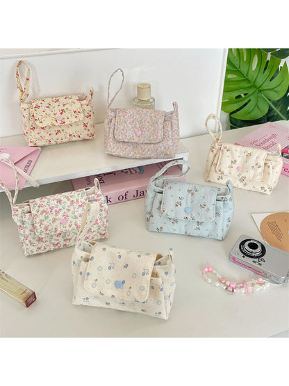 Cosbai Ditsy Floral Mini Handle Bag front view with floral print and top handle