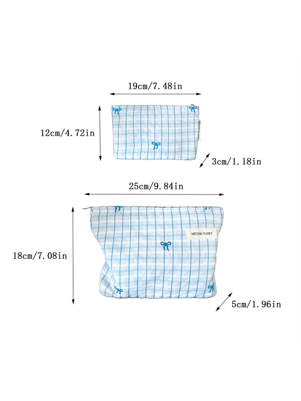 Cosbai - Women's Plaid Zippered Cosmetic Bag