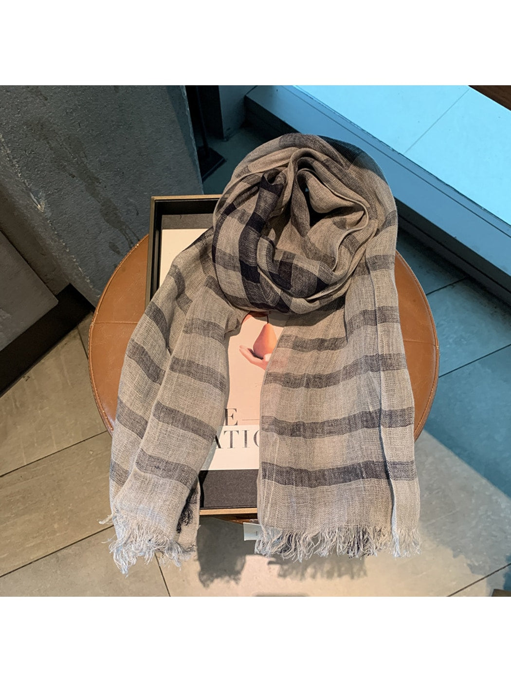 Scarvii - Classic Muted Plaid Print Scarf