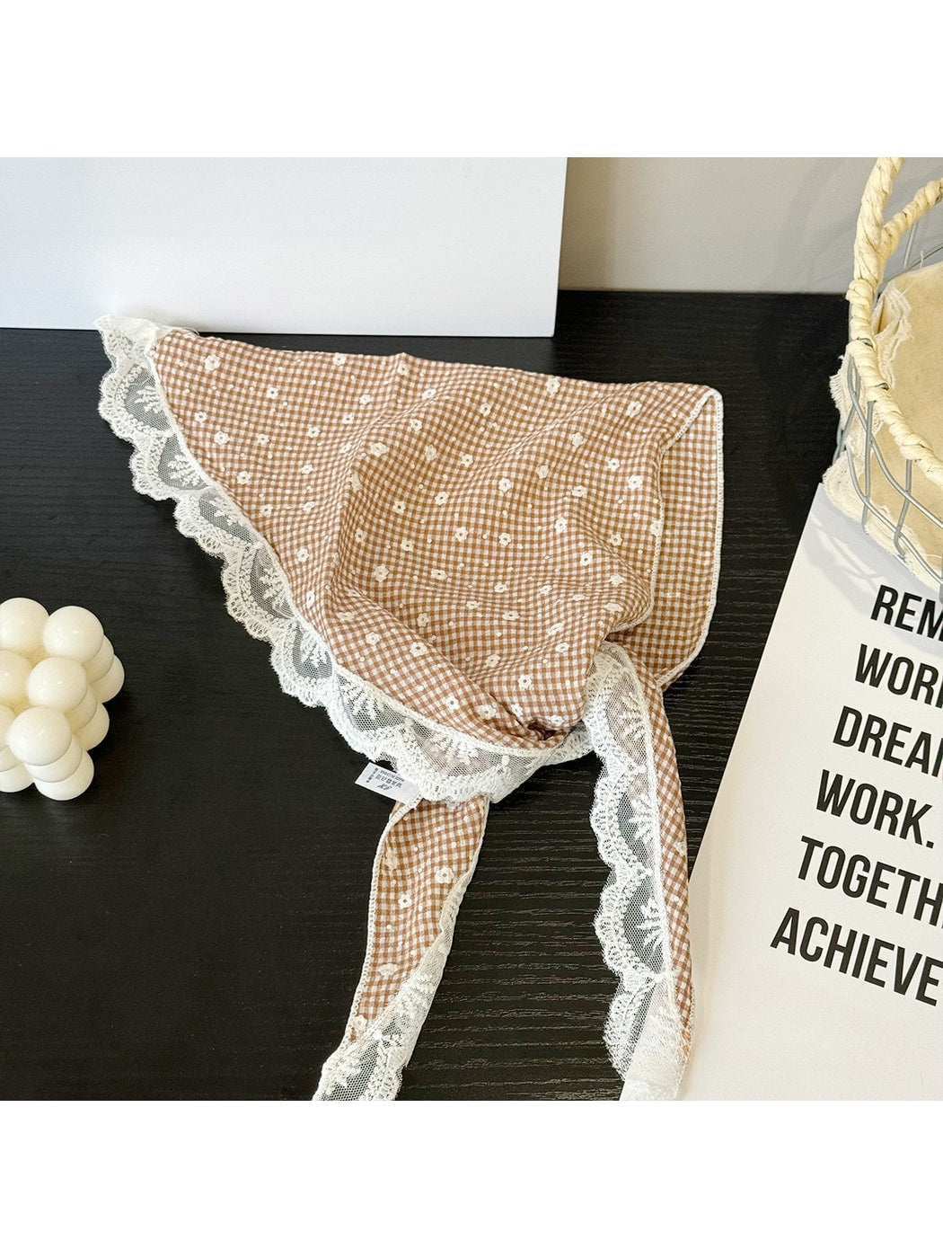 Scarvii - Floral Lace Trim Triangle Bandana