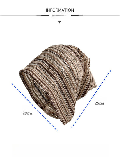 Haila - Multicolor Striped Open-Knit Beanie
