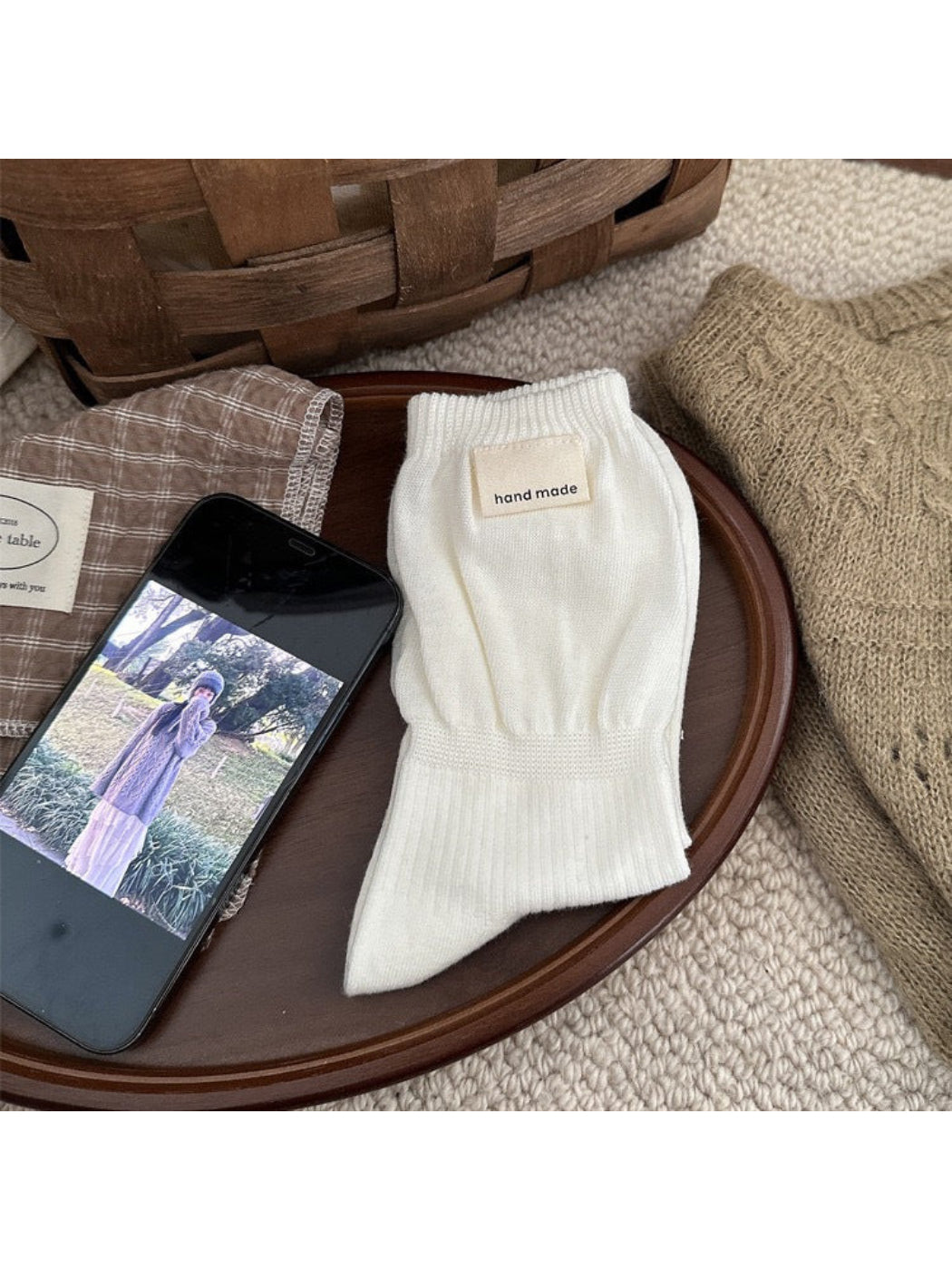 Rufia - Solid Ribbed Crew Socks