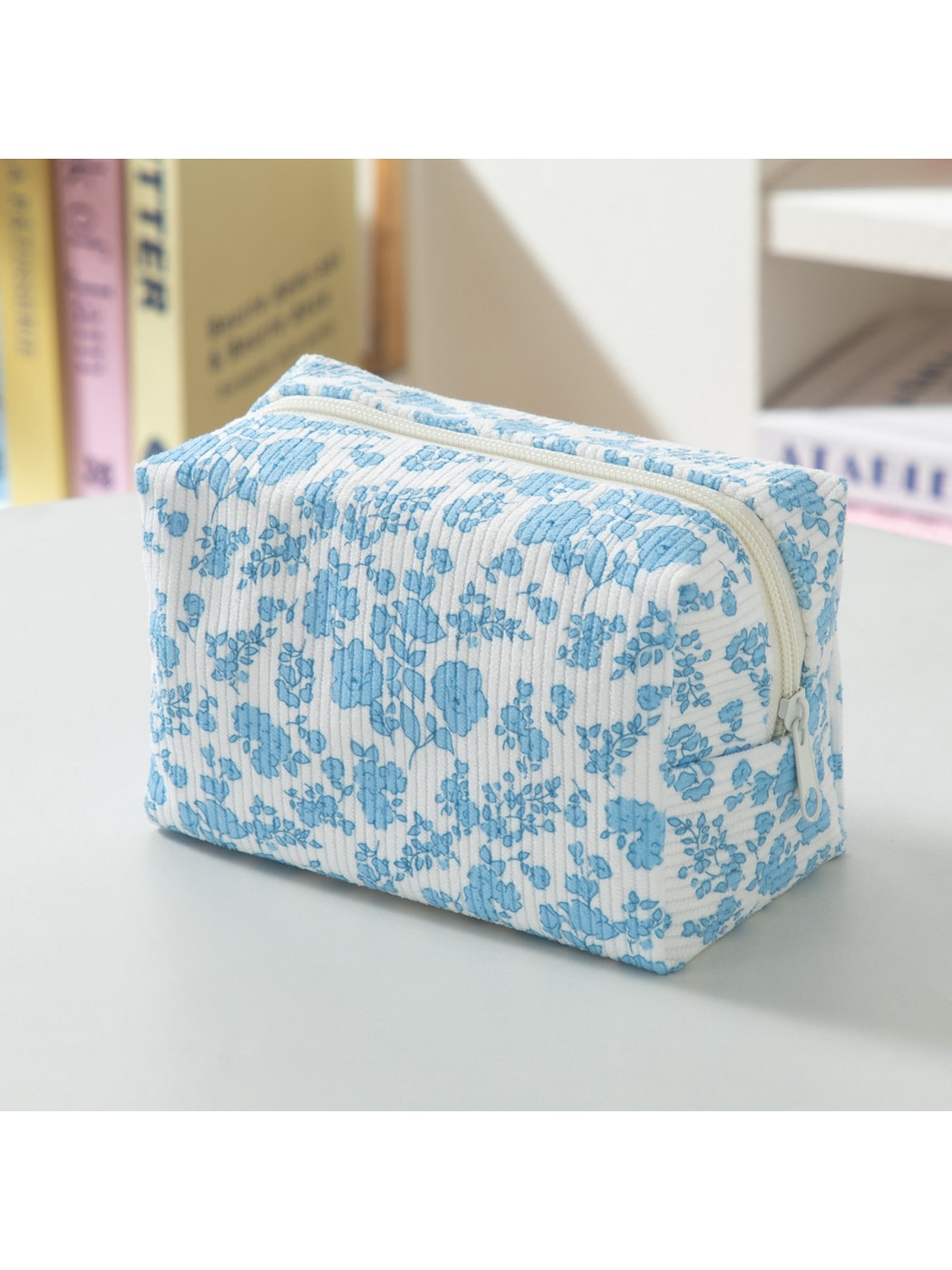 Cosbai - Floral Print Zipper Cosmetic Organizer Bag