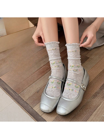 Rufia - Floral Lace Knit Crew Socks product image 3