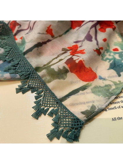 Scarvii - Artistic Floral Print Summer Wrap Scarf