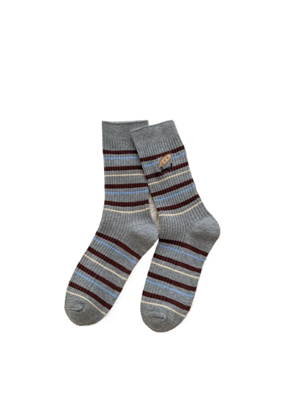 Rufia - Fun Embroidered Stripe Mid-Calf Winter Socks