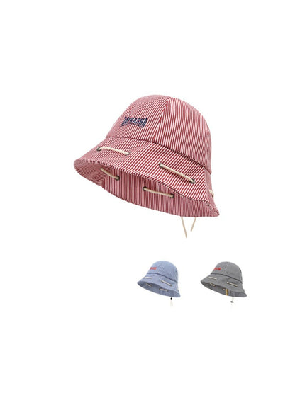 Haila striped bucket hat with drawstring detail displayed on a white background