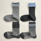 Rufia - Grey Classic Pattern Turn-Cuff Mid-Crew Socks
