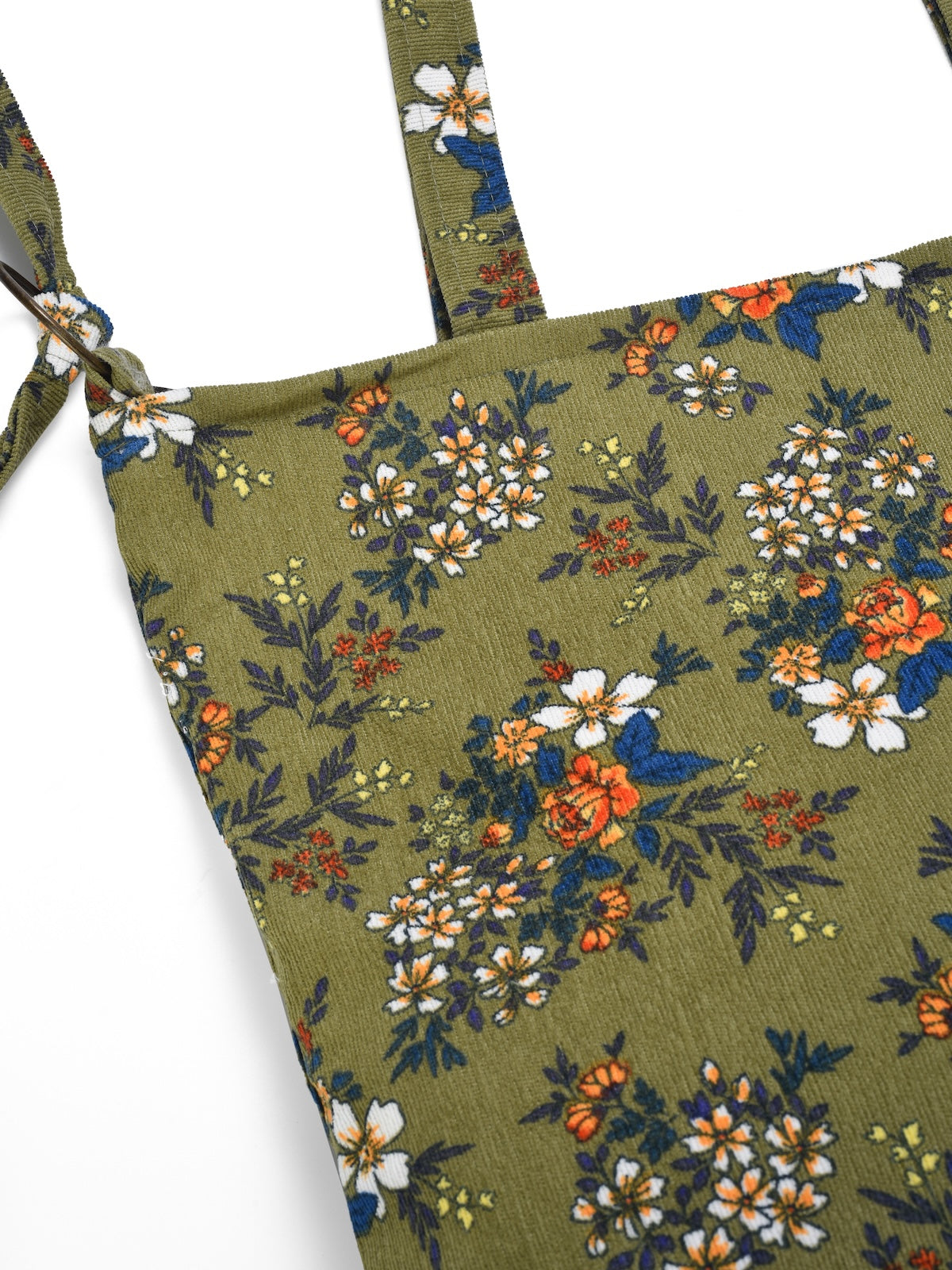Cosbai - Vintage Floral Corduroy Tote Bag