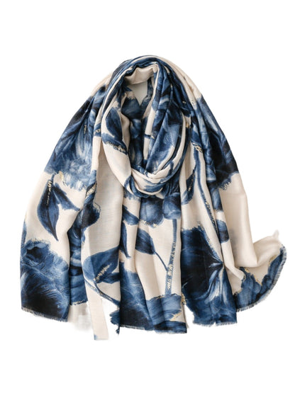 Scarvii - Gold Foil Scarf & Shawl with Lotus Pattern