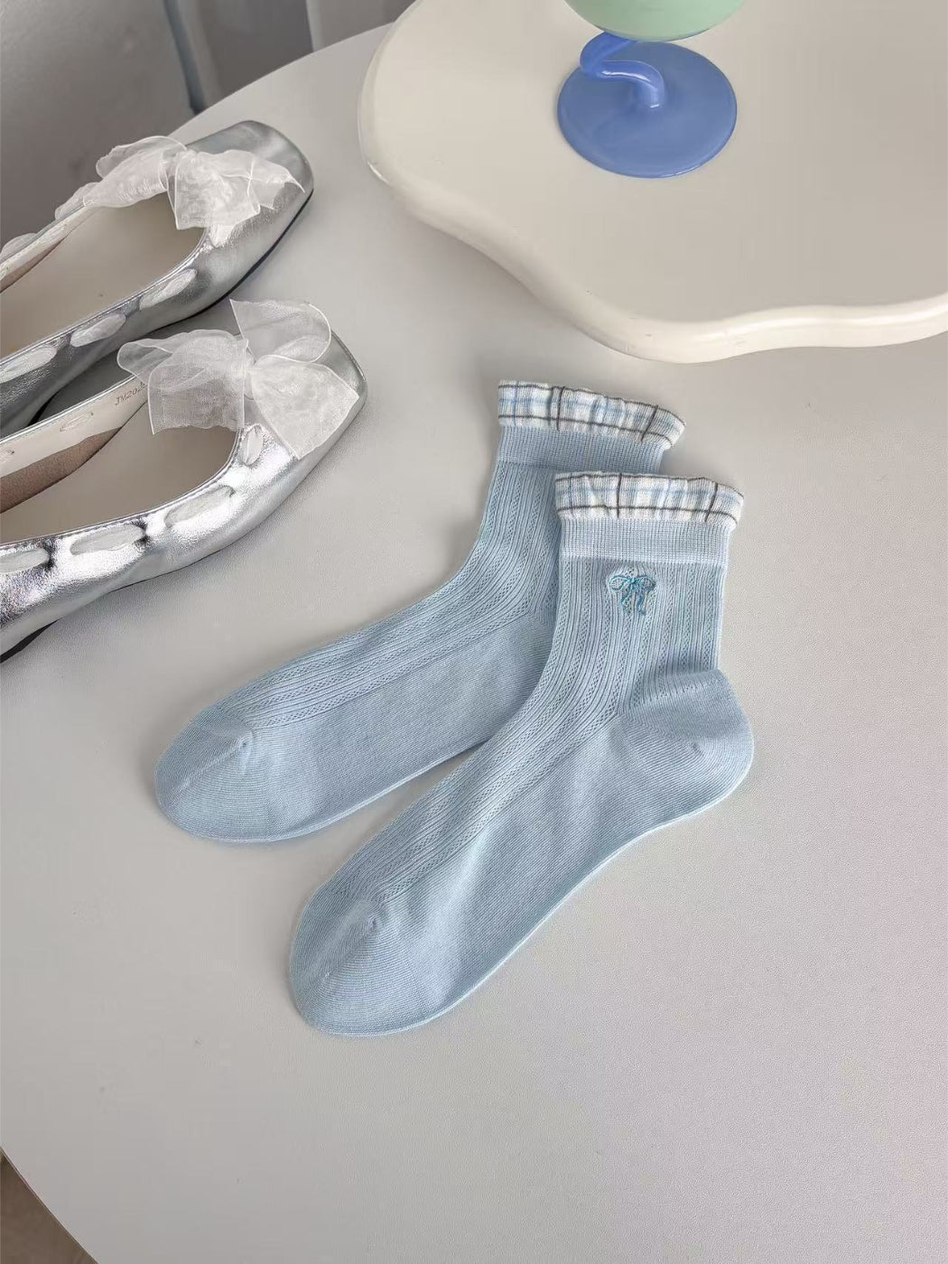 Rufia - Rib Knit Plaid Cuff Socks product image 7