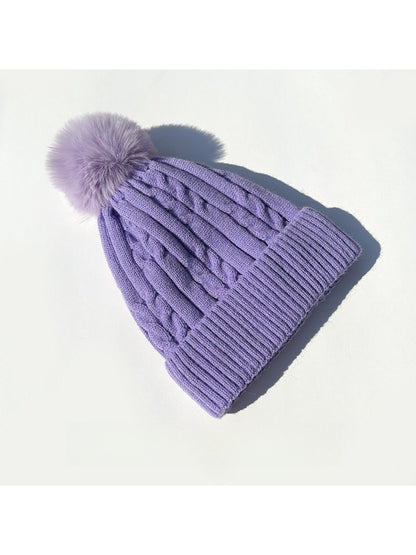 Haila - Women's Cable Knitted Beanie with Pom Pom
