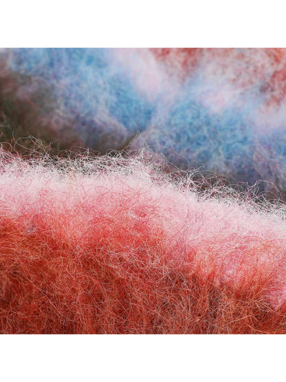 Haila - Fuzzy Multicolor Striped Cuffed Beanie