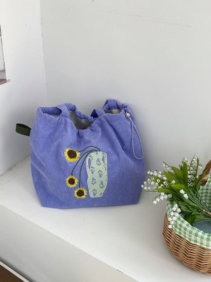 Cosbai - Sunflower Drawstring Tote Bag