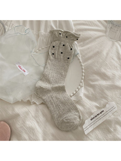 Rufia - Dotted Rib Knit Crew Socks