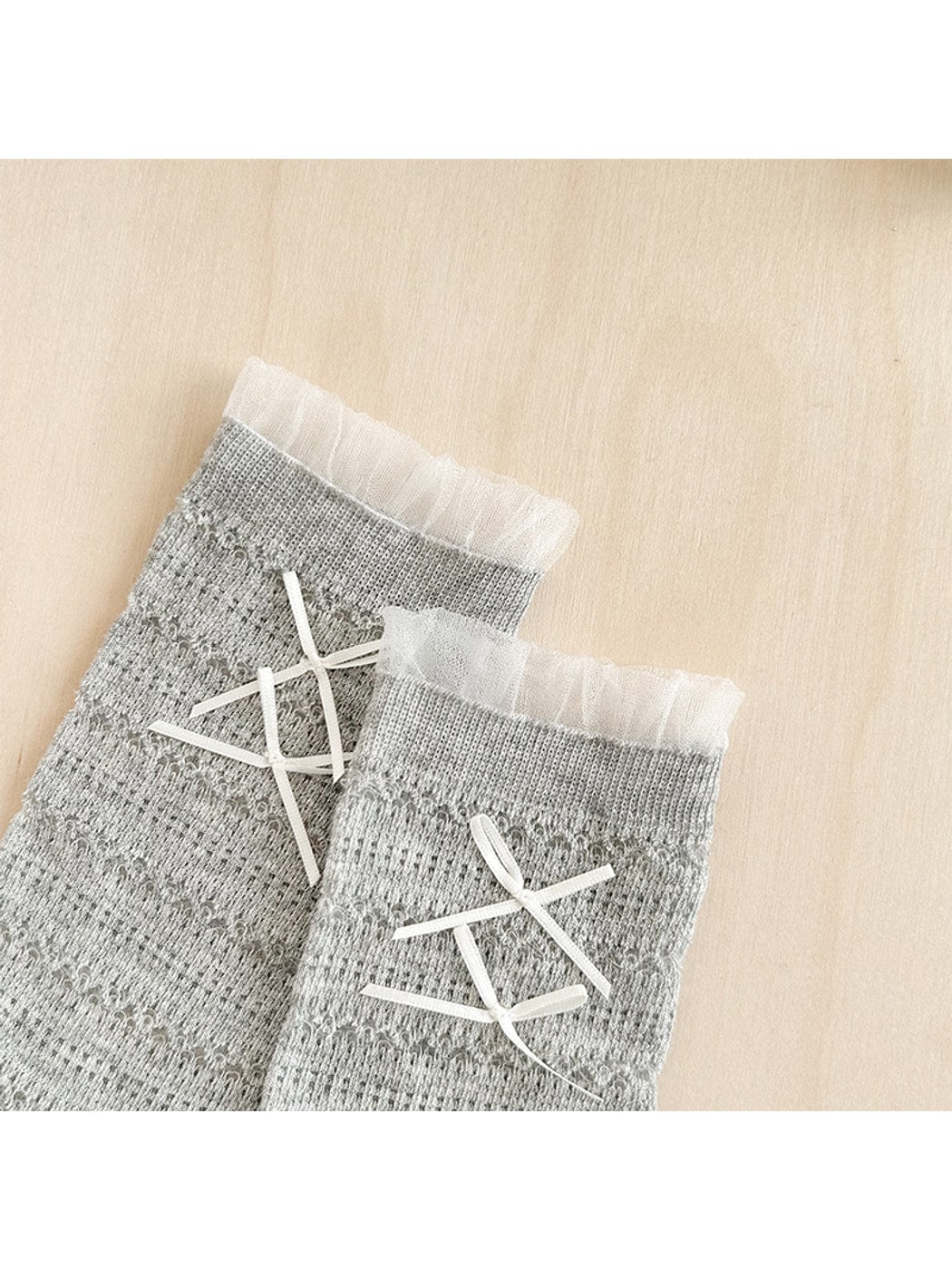 Rufia - Double Bow Detail Openwork Crew Socks