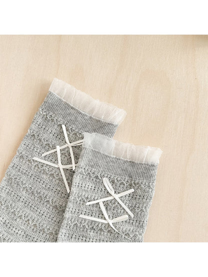 Rufia - Double Bow Detail Openwork Crew Socks