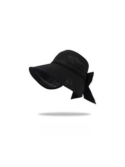 Haila - Open Top Bow Accent Wide Brim Visor Cap