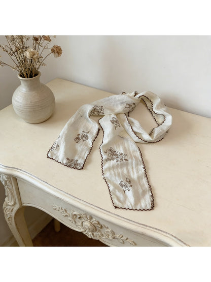 Scarvii - Floral Print Slim Neck Scarf