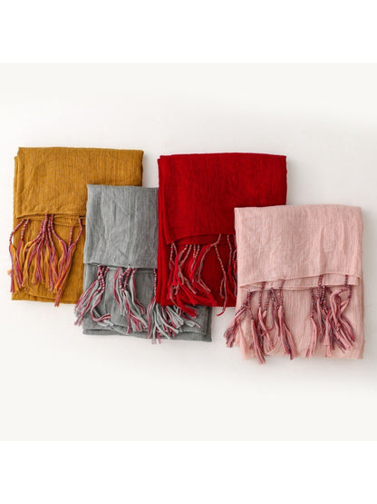 Scarvii - Light Crinkled Texture Tassel Edge Scarf