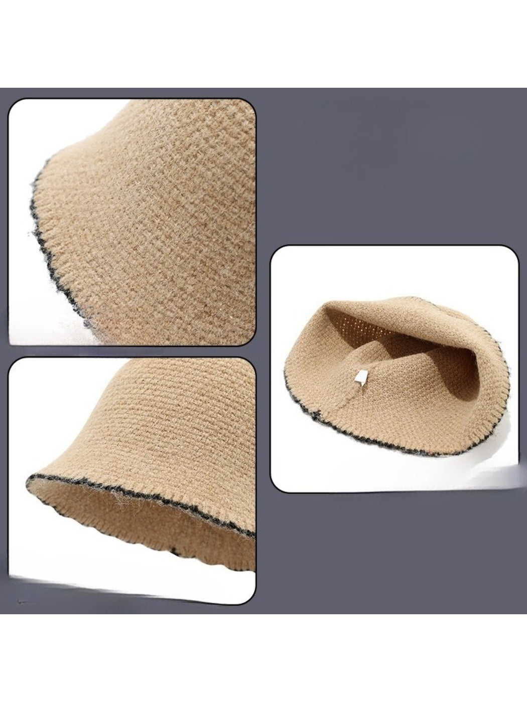 Haila - Contrast Edge Knit Bucket Hat