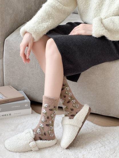 Rufia - Soft Floral Texture Crew Socks