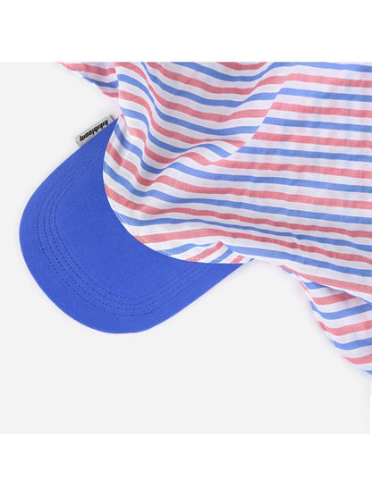 Haila - Striped Curved Brim Headscarf Cap