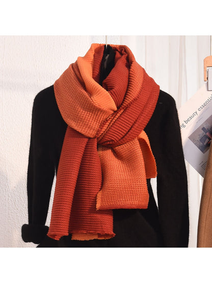 Scarvii - Pleated Colorblock Fringed Winter Scarf