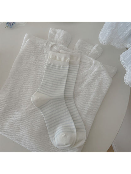 Rufia - Bow and Stripes Pattern Casual Crew Socks