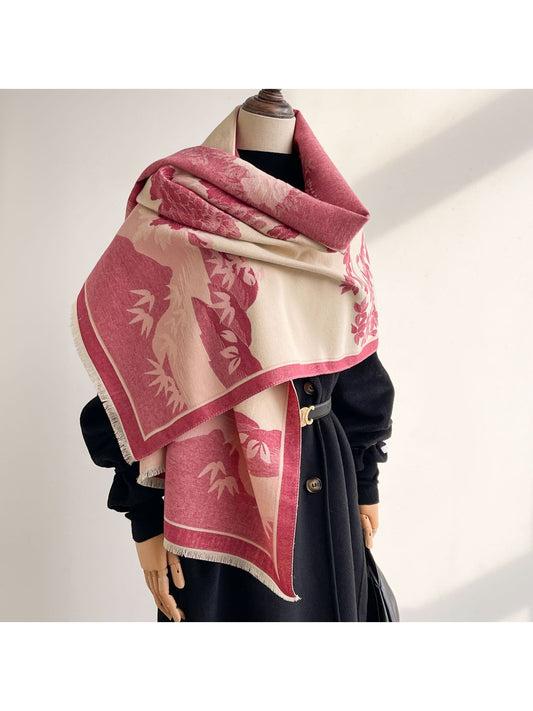 Scarvii - Landscape Floral Fringed Shawl