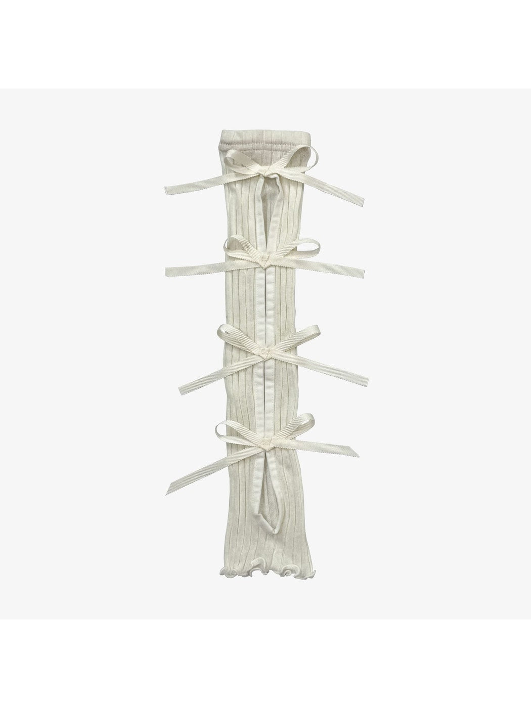 Cozyra - Ribbon Tie Striped Knit Leg Warmers