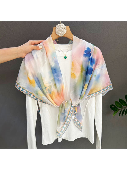 Scarvii - Gradient Watercolor Printed Square Scarf