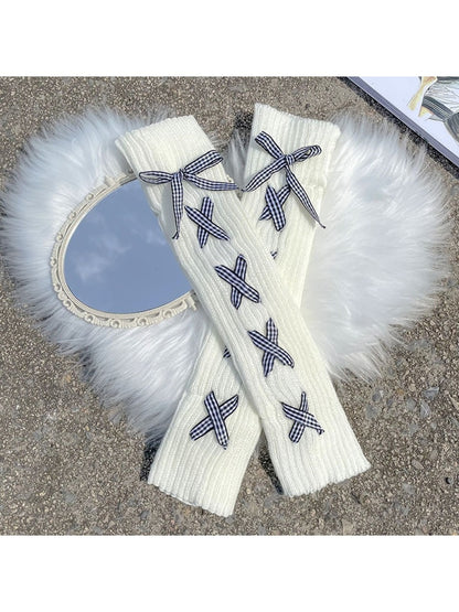 Cozyra - Tie Strap Jacquard Leg Warmers