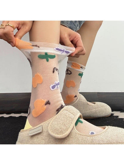 Rufia - Transparent Sweet Striped Crew Socks