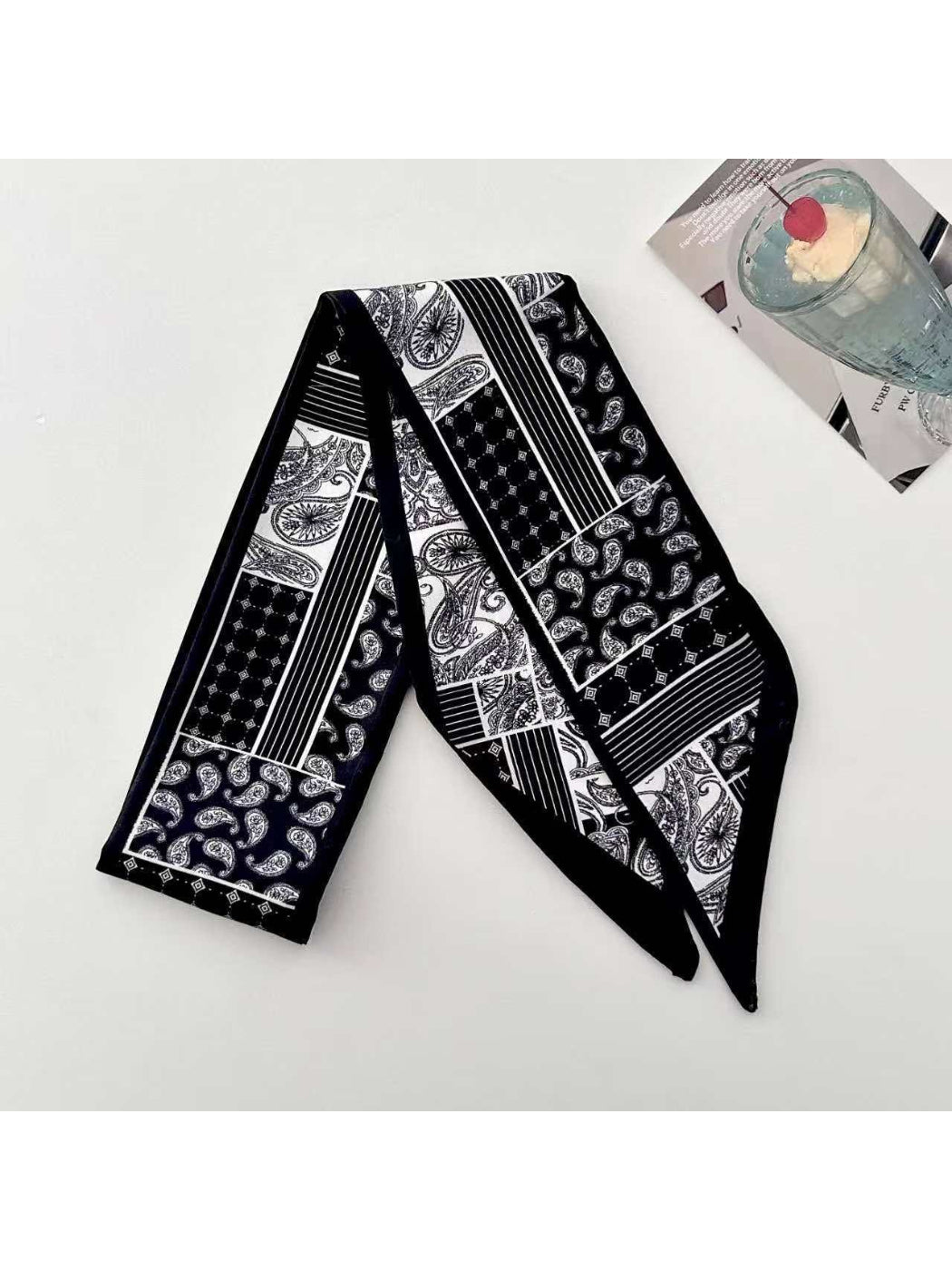 Scarvii Heritage Pattern Panel Skinny Scarf