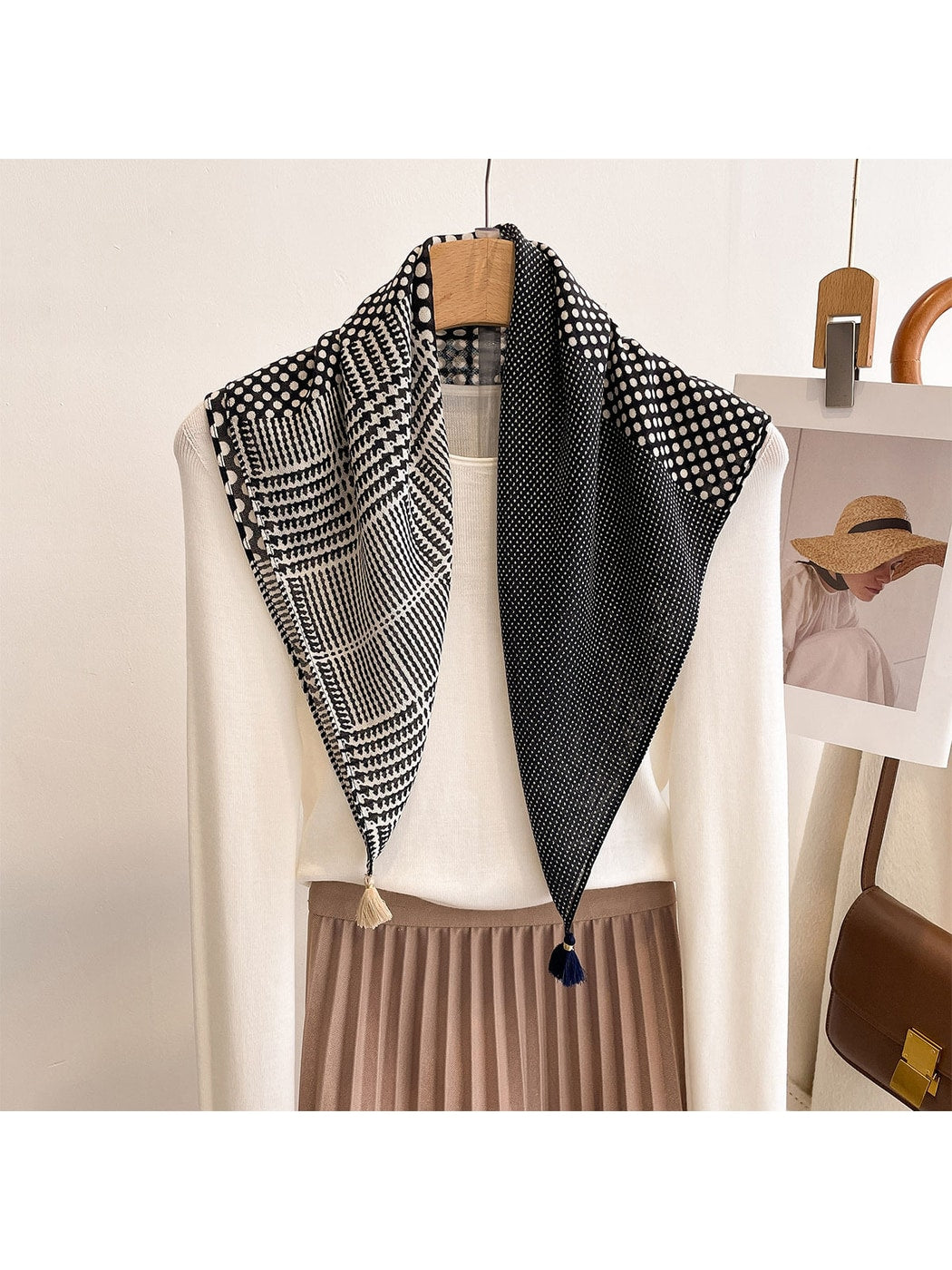 Scarvii - Geometric Polka Dot Patchwork Square Scarf