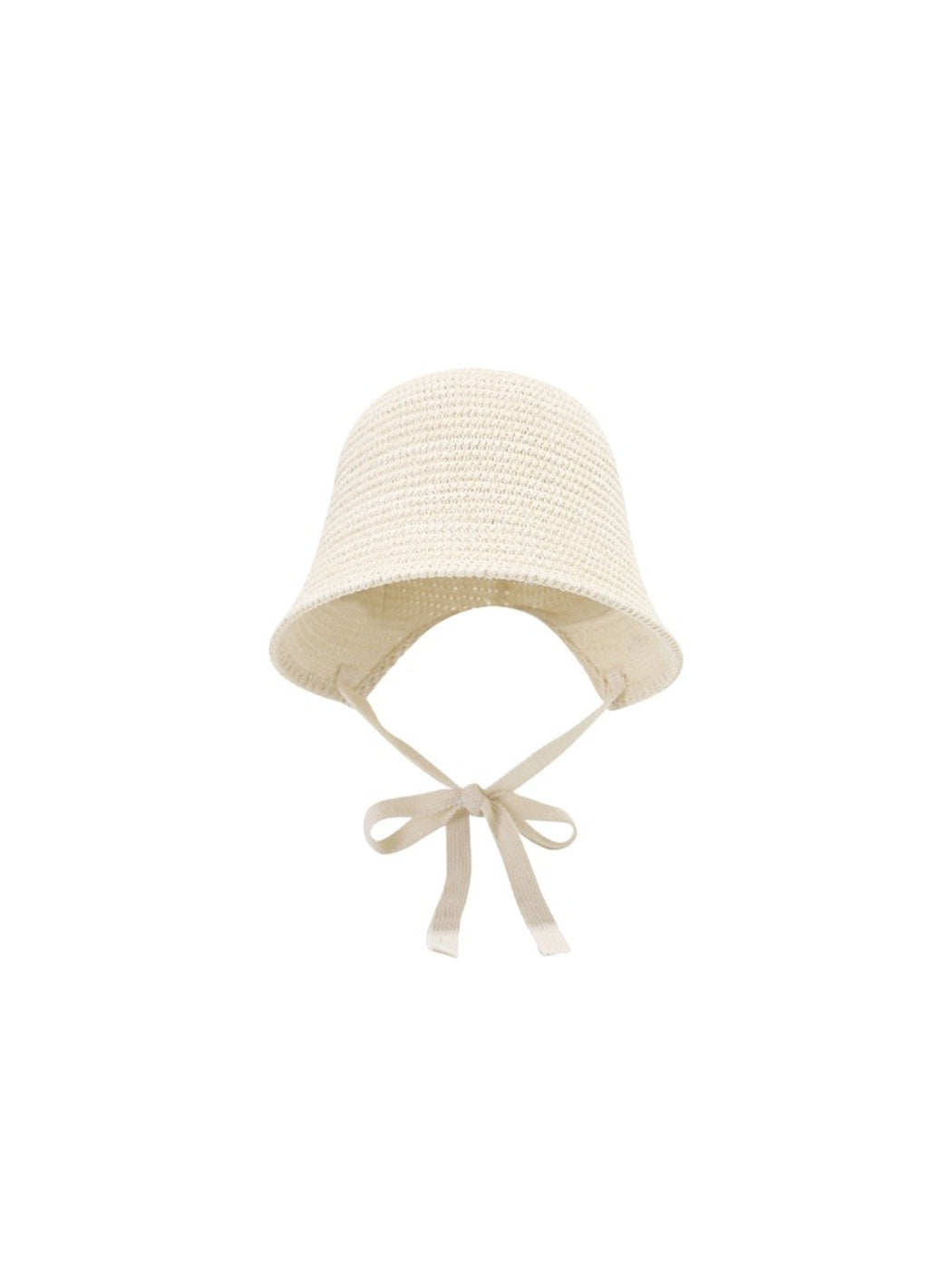 Close-up of Haila woven straw bucket hat showing detailed straw texture and ribbon tie