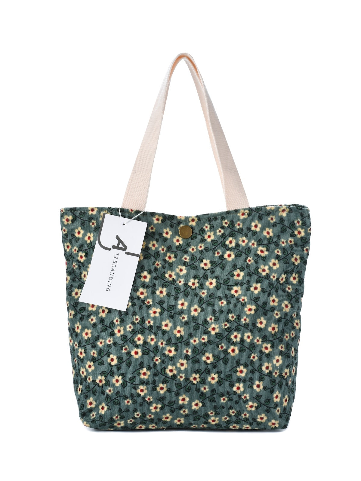 Cosbai - Floral Corduroy Handbag