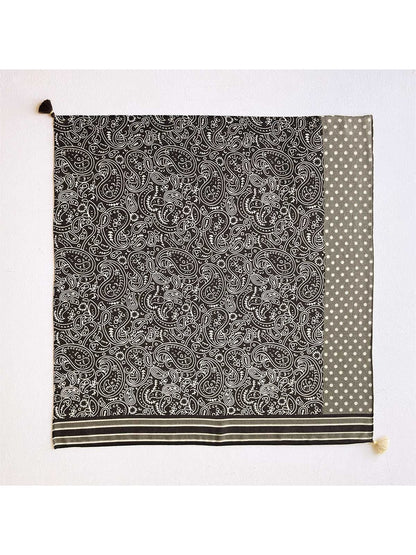 Scarvii - Paisley and Polka Spliced Print Square Scarf